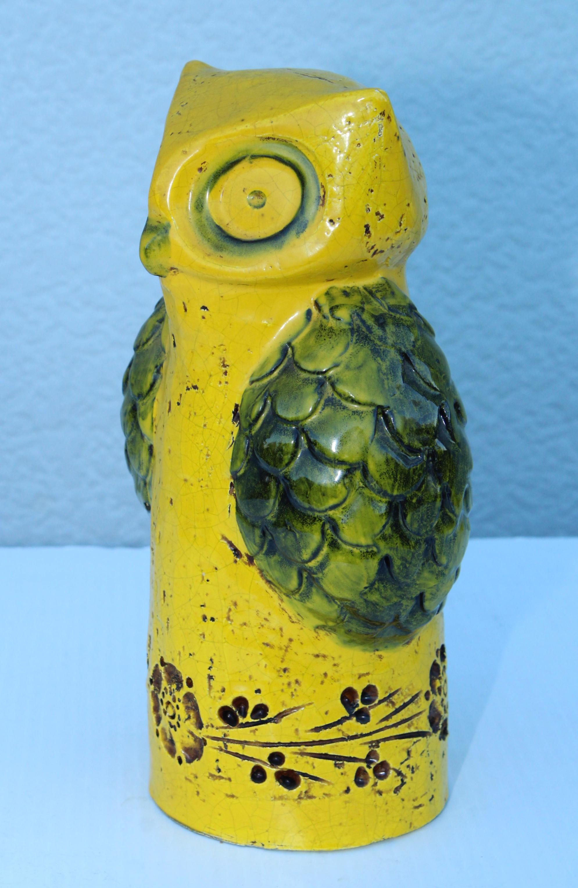 1960s yellow owl designed by Aldo Londi for Bitossi.