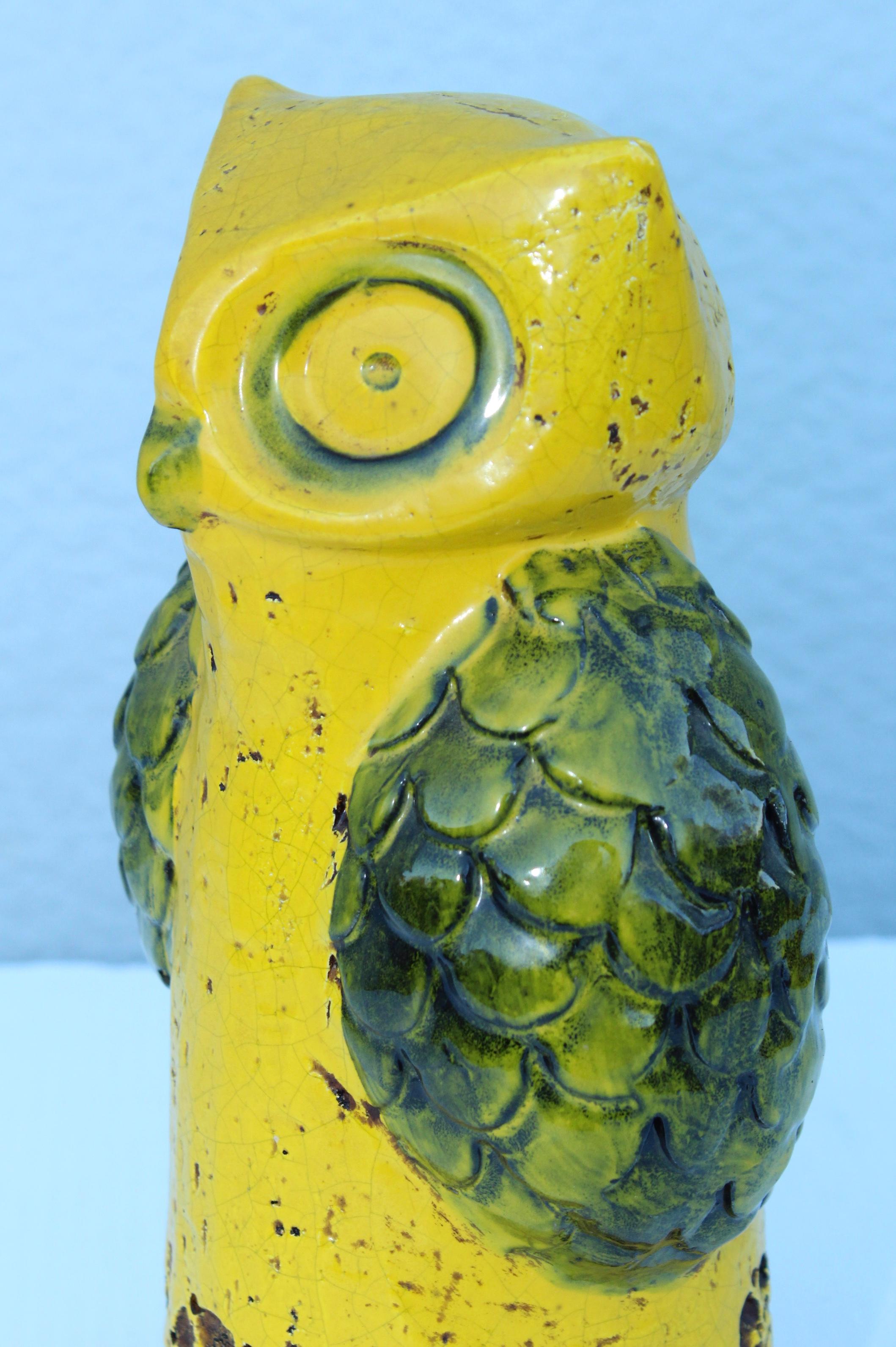 Mid-Century Modern Aldo Londi for Bitossi Yellow Owl