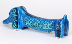 Aldo Londi per Bitossii Cane da salsiccia in ceramica Rimini Blu di metà secolo