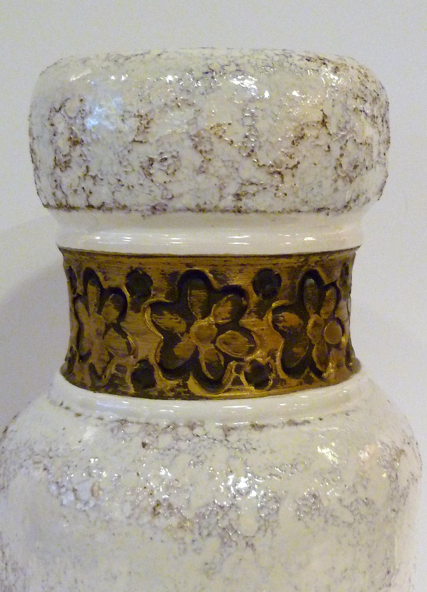 Glazed Aldo Londi for Rosenthal Netter Bitossi Modern Textured Pottery Vase Italy 1960s