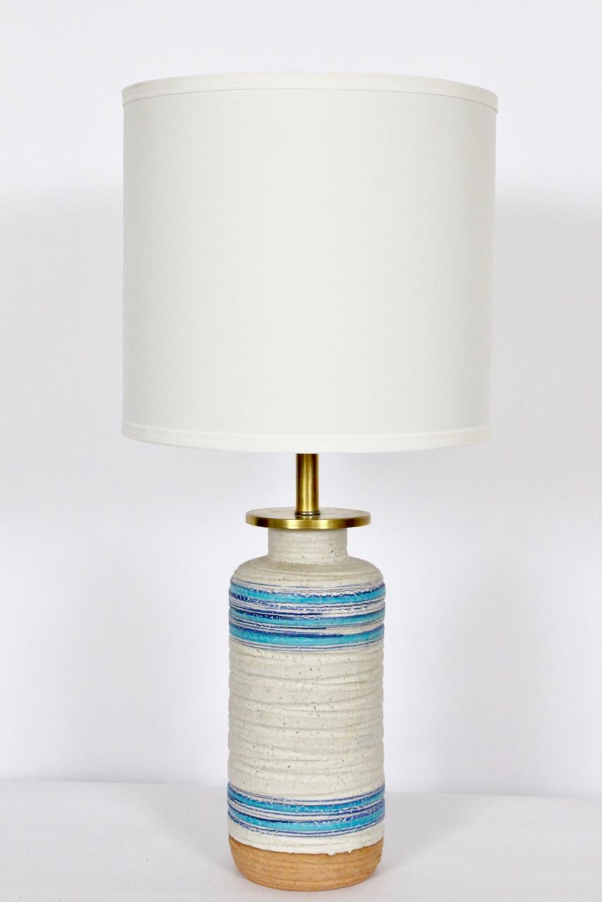 Aldo Londi for Rosenthal Netter Cream Table Lamp with Blue Striping, 1950s For Sale 9