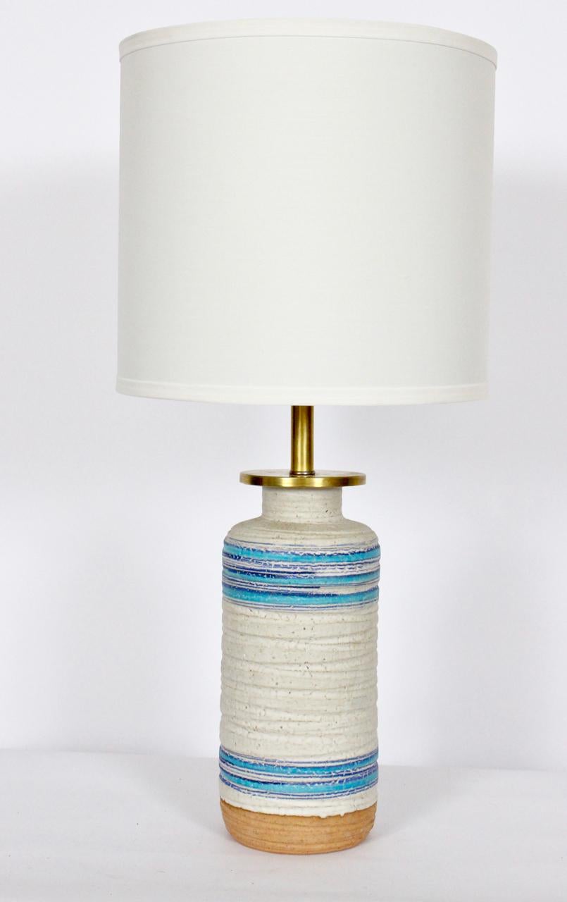 Aldo Londi for Rosenthal Netter Cream Table Lamp with Blue Striping, 1950s For Sale 10