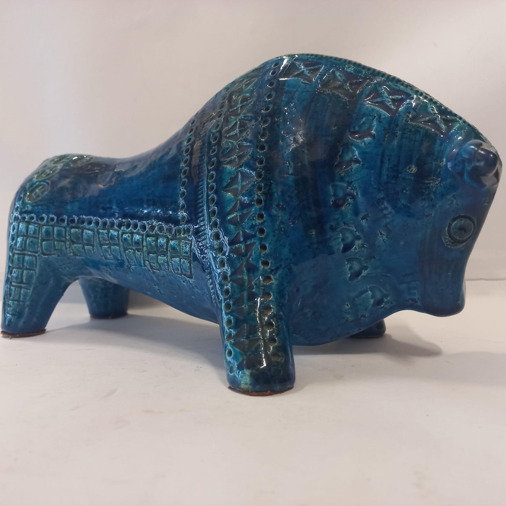 Aldo Londi für Bitossi Keramikskulptur Stier Rimini Blu In condizioni buone in vendita a Vienna, AT