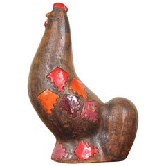 Vintage Aldo Londi Glazed Ceramic Chicken Figurine for Bitossi