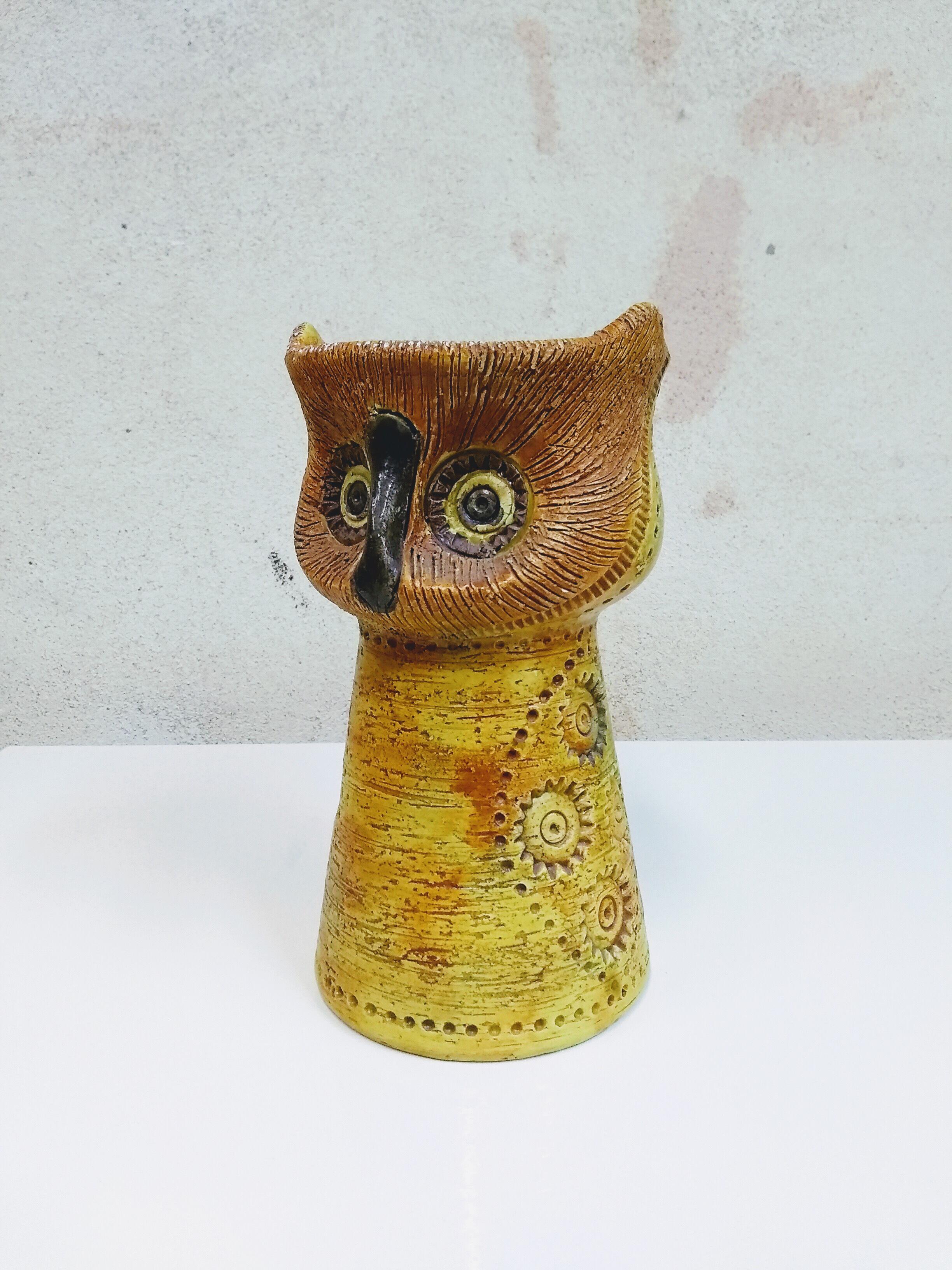 Mid-20th Century Aldo Londi Italian Ceramic Owl for Bitossi imported by Rosenthal and Netter