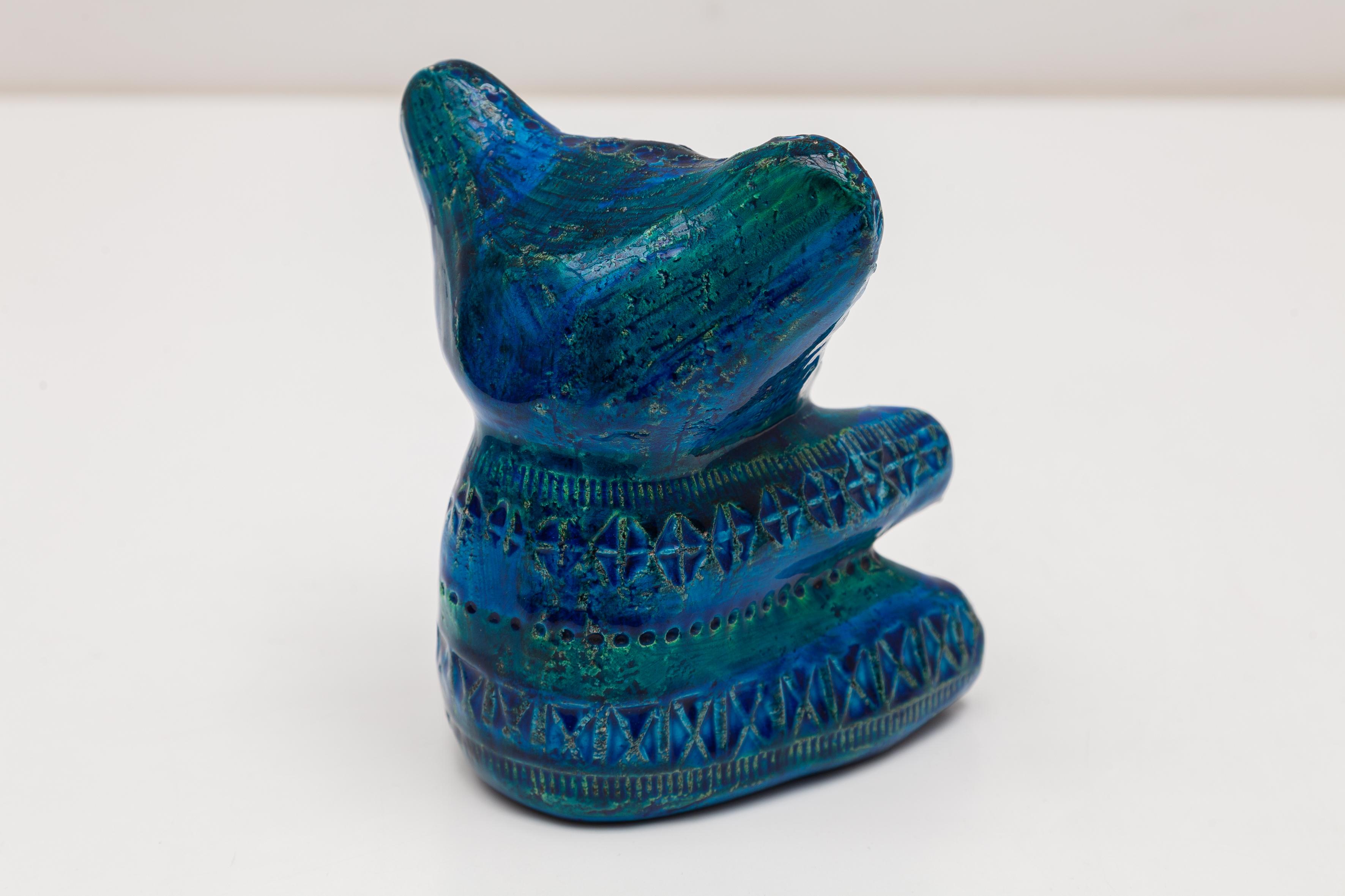Mid-Century Modern Aldo Londi Koala Bear in Ceramic Glazed Deep Rimini Blue, 1965