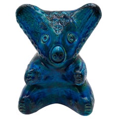 Vintage Aldo Londi Koala Bear in Ceramic Glazed Deep Rimini Blue, 1965