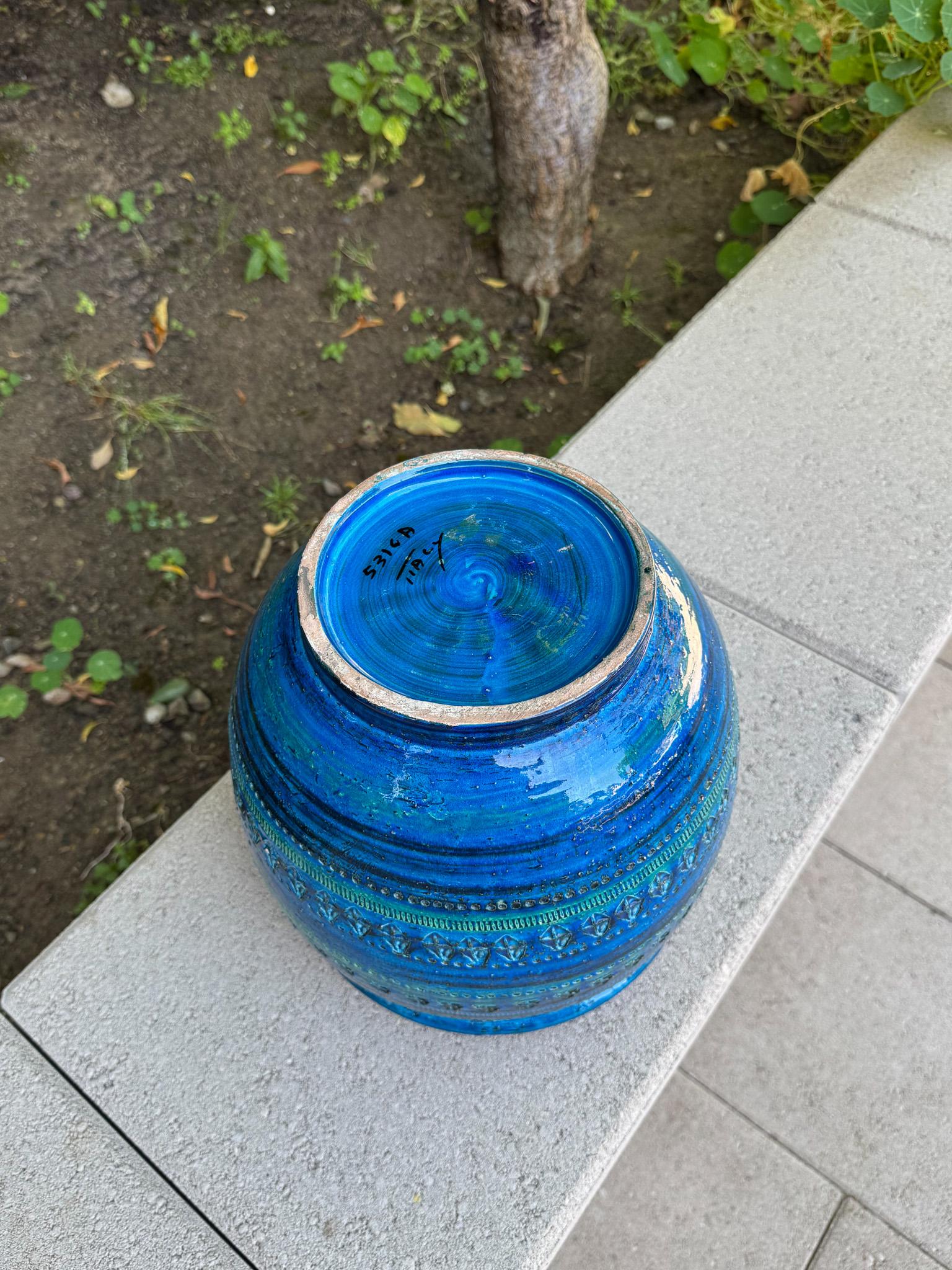 Aldo Londi Grande fioriera in ceramica smaltata blu Rimini per Bitossi, Italia C.C. 3