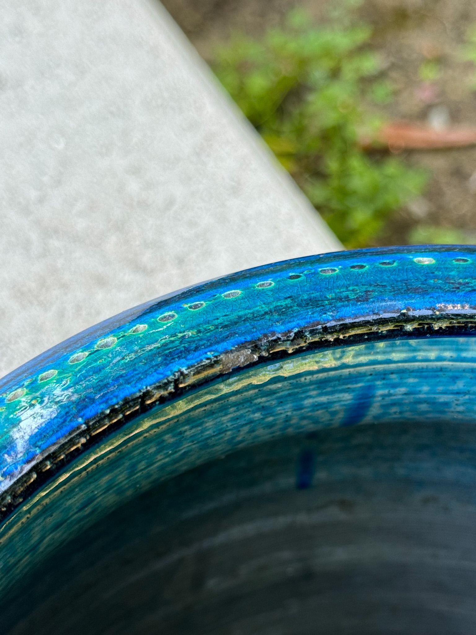 Aldo Londi Grande fioriera in ceramica smaltata blu Rimini per Bitossi, Italia C.C. 4