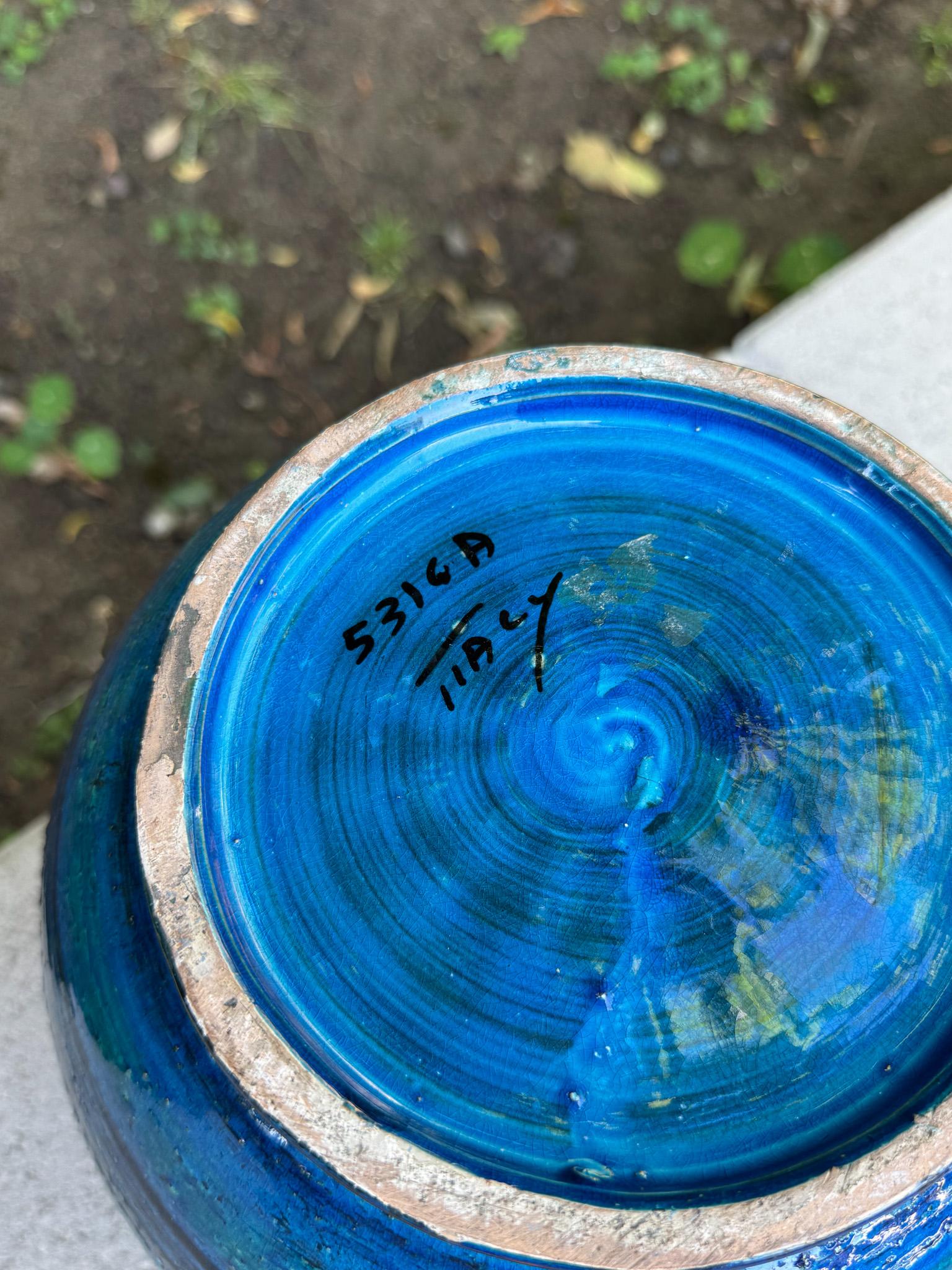 Ceramica Aldo Londi Grande fioriera in ceramica smaltata blu Rimini per Bitossi, Italia C.C.