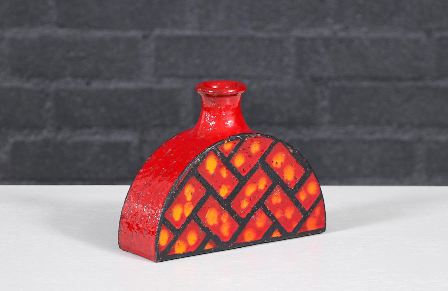 Mid-Century Modern Vase en céramique émaillée à la lave Aldo Londi pour Bitossi / Raymor en vente