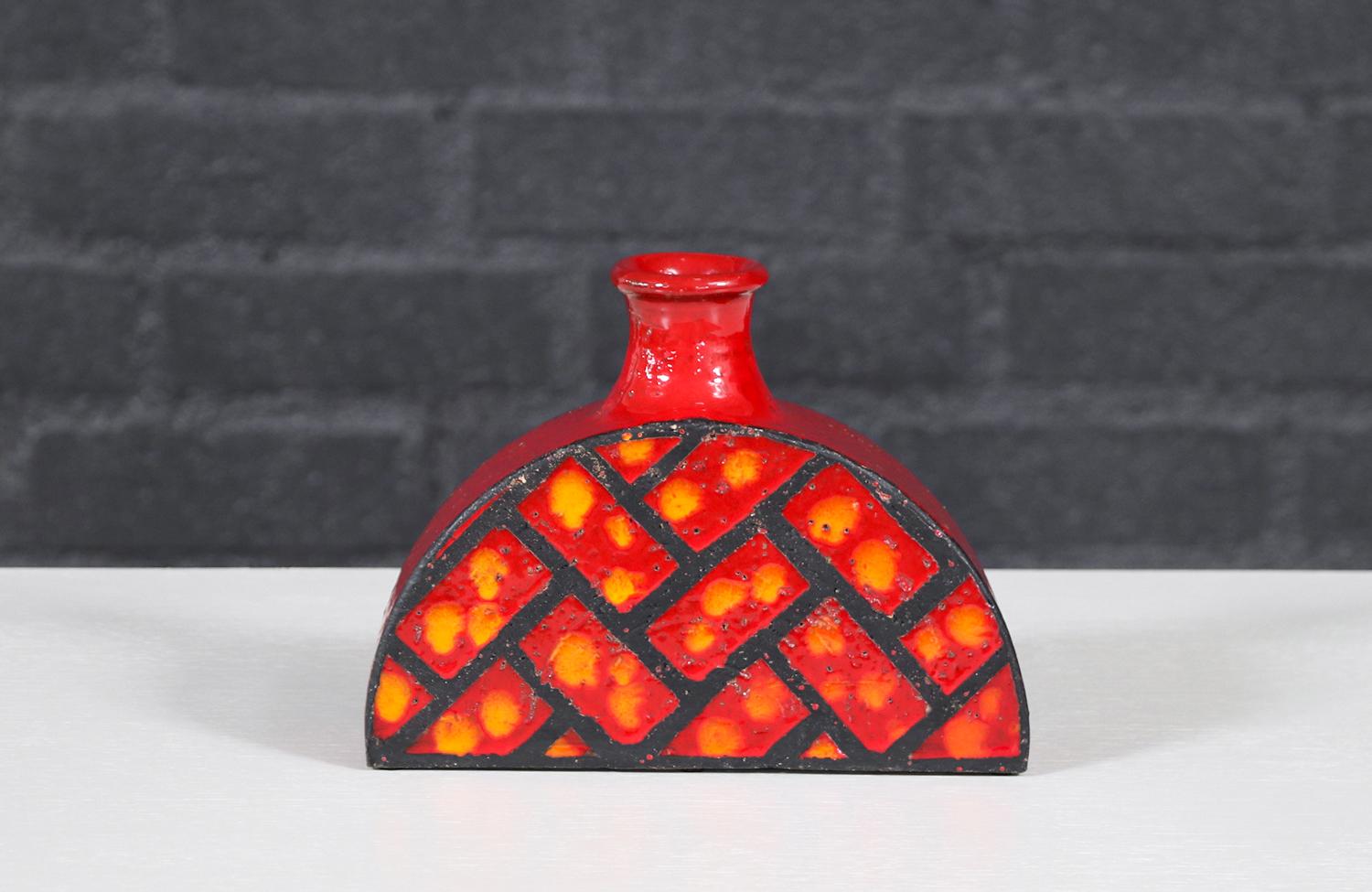 italien Vase en céramique émaillée à la lave Aldo Londi pour Bitossi / Raymor en vente