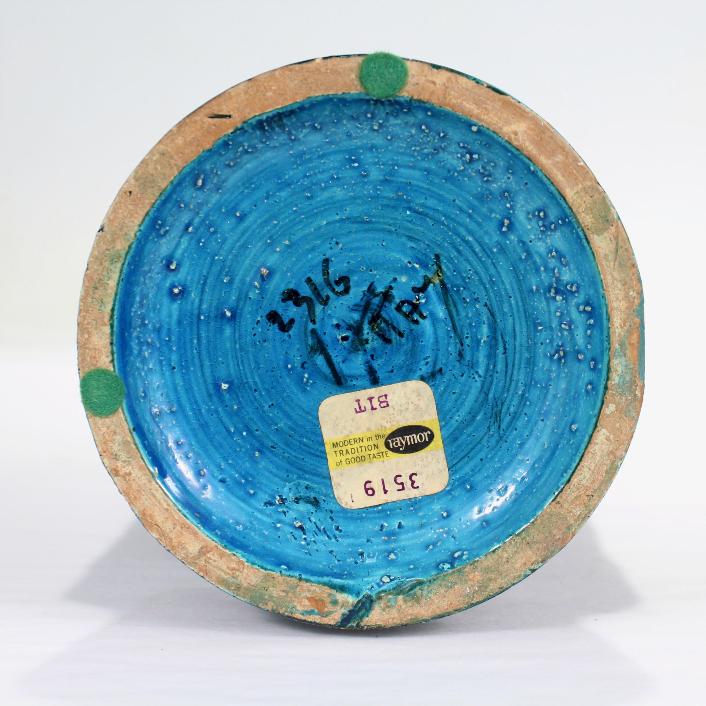 Aldo Londi Vase du milieu du siècle en poterie bleue de Bitossi pour Raymor en vente 3