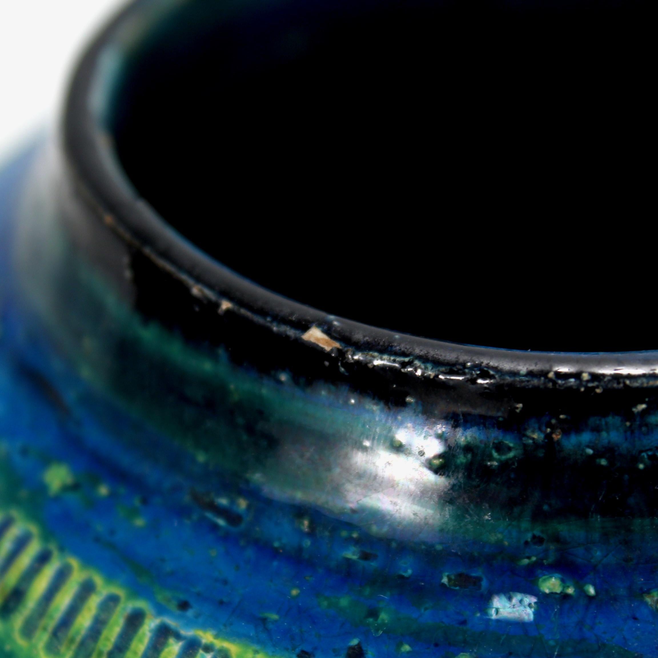 Aldo Londi Vase du milieu du siècle en poterie bleue de Bitossi pour Raymor en vente 4