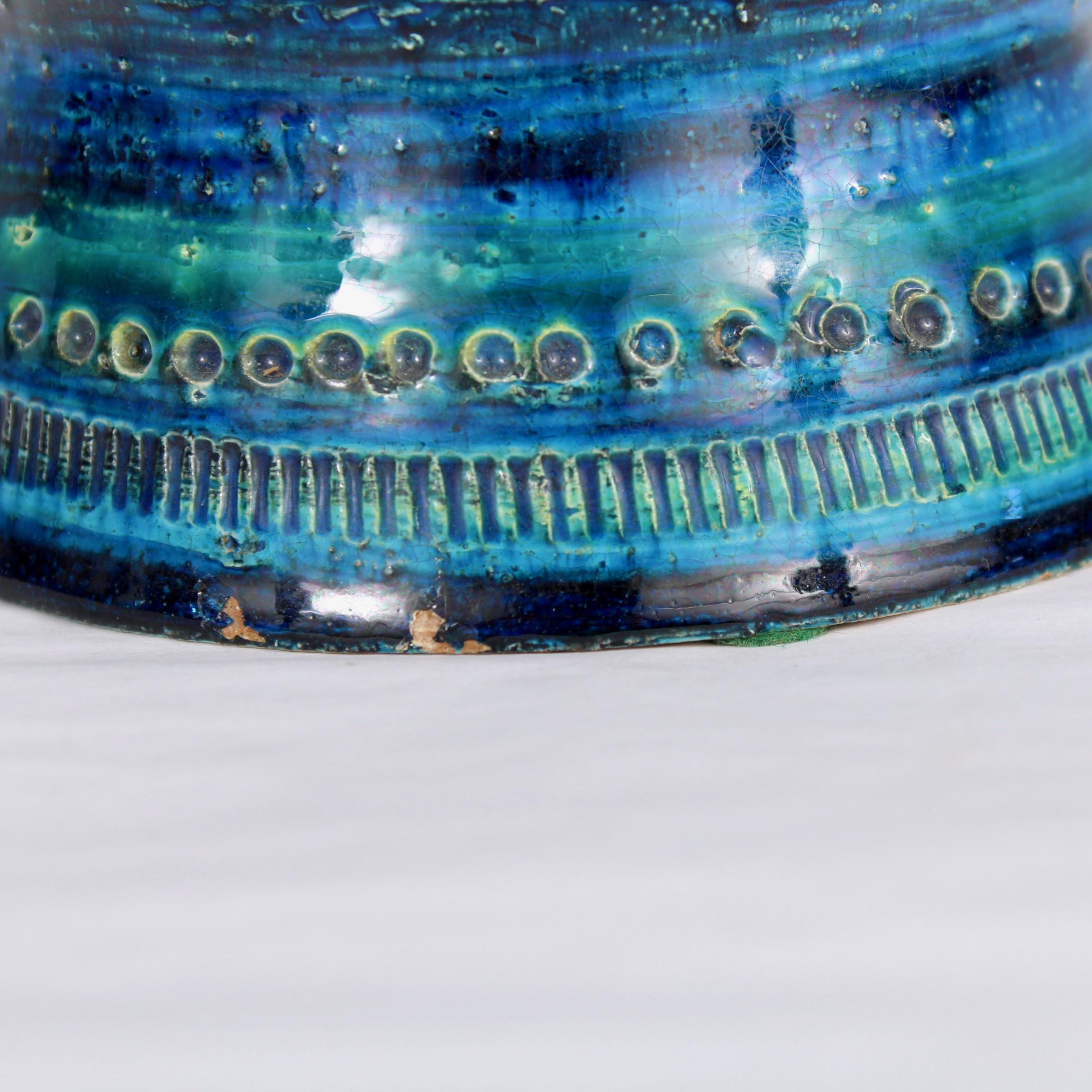 Aldo Londi Vase du milieu du siècle en poterie bleue de Bitossi pour Raymor en vente 5