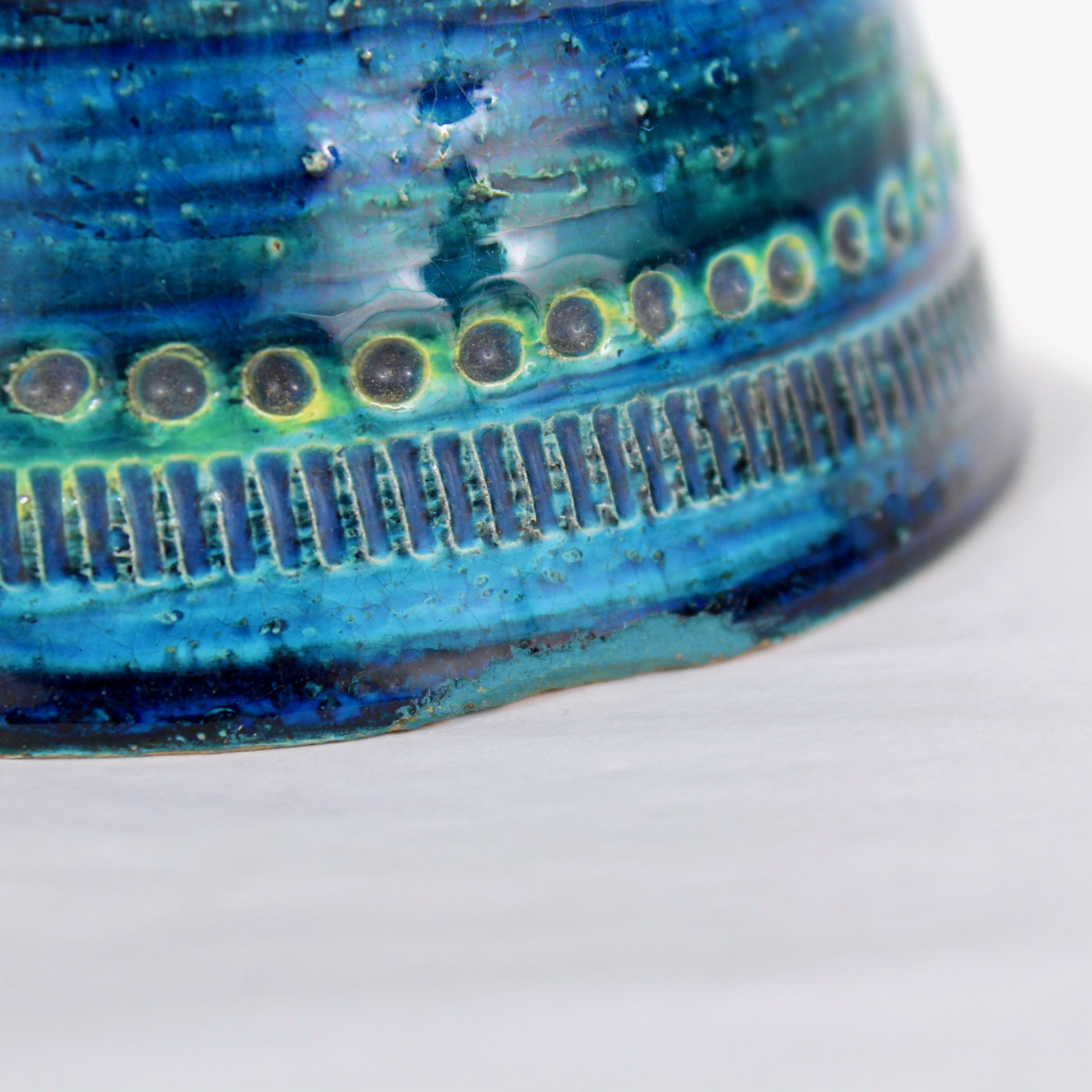 Aldo Londi Mid-Century Bitossi Rimini Blue Pottery Vase for Raymor For Sale 4