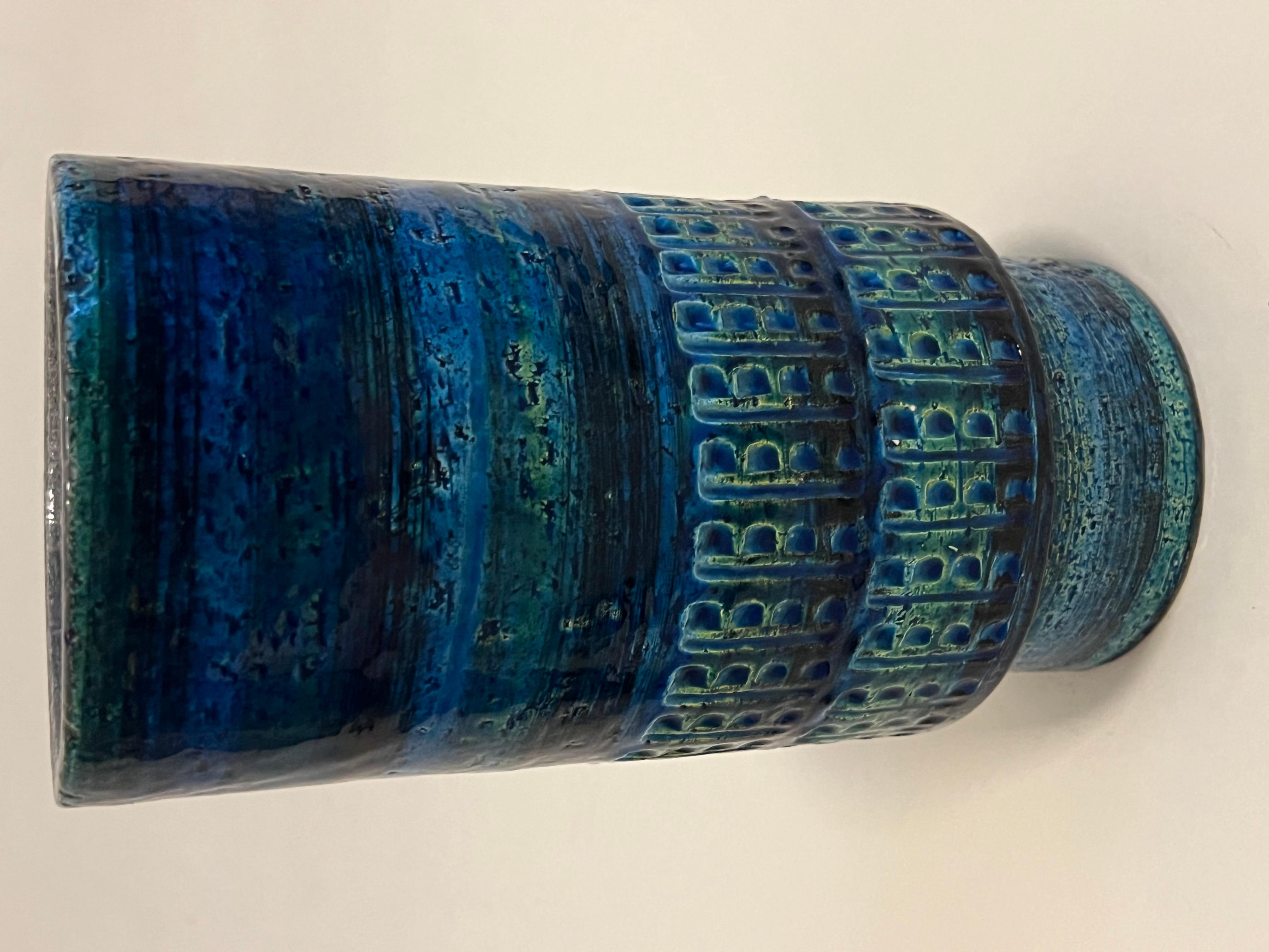 Mid-Century moderno Aldo Londi Vaso in ceramica blu Bitossi Rimini di metà secolo per Raymor in vendita