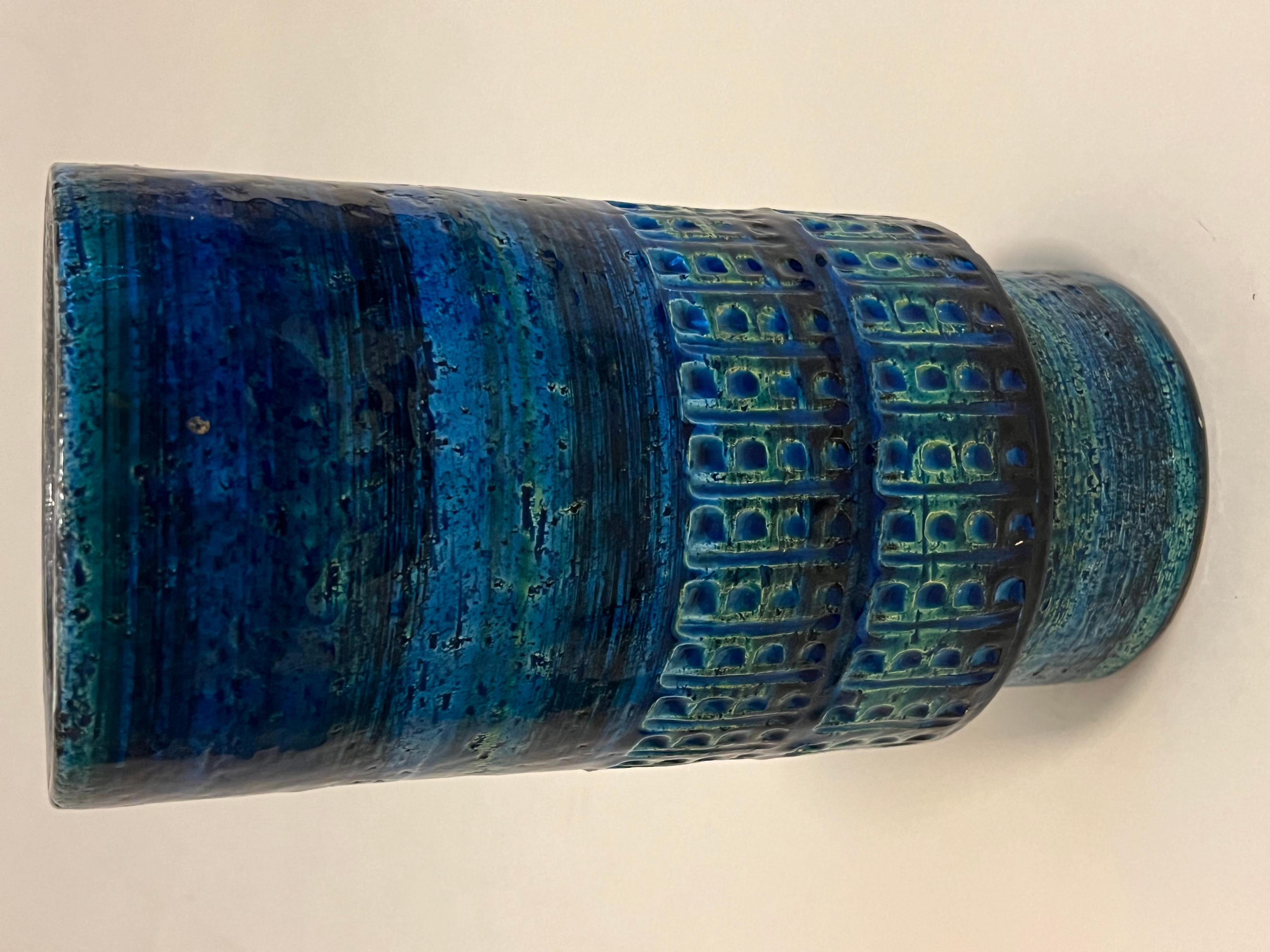 Italiano Aldo Londi Vaso in ceramica blu Bitossi Rimini di metà secolo per Raymor in vendita