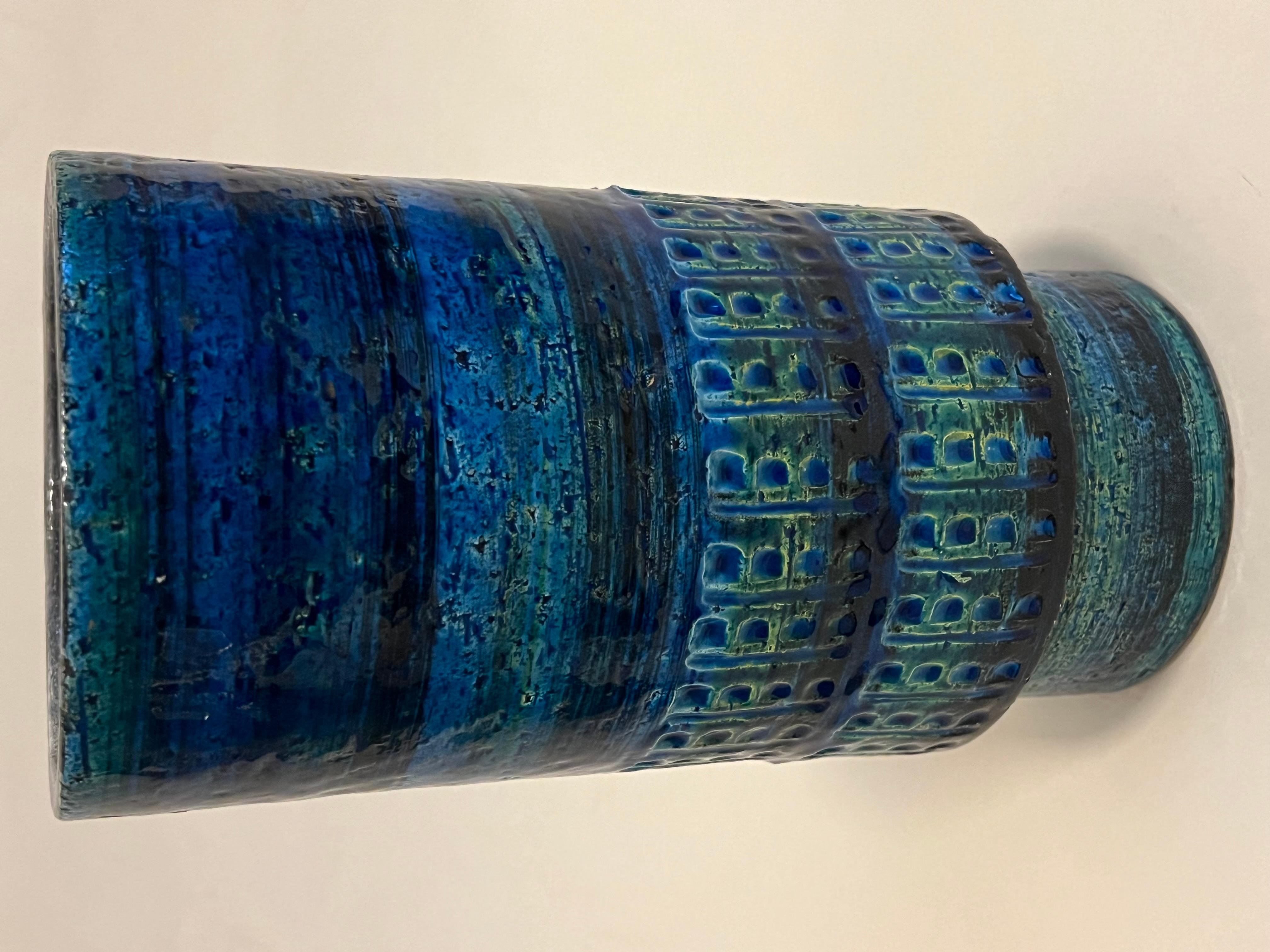 Smaltato Aldo Londi Vaso in ceramica blu Bitossi Rimini di metà secolo per Raymor in vendita