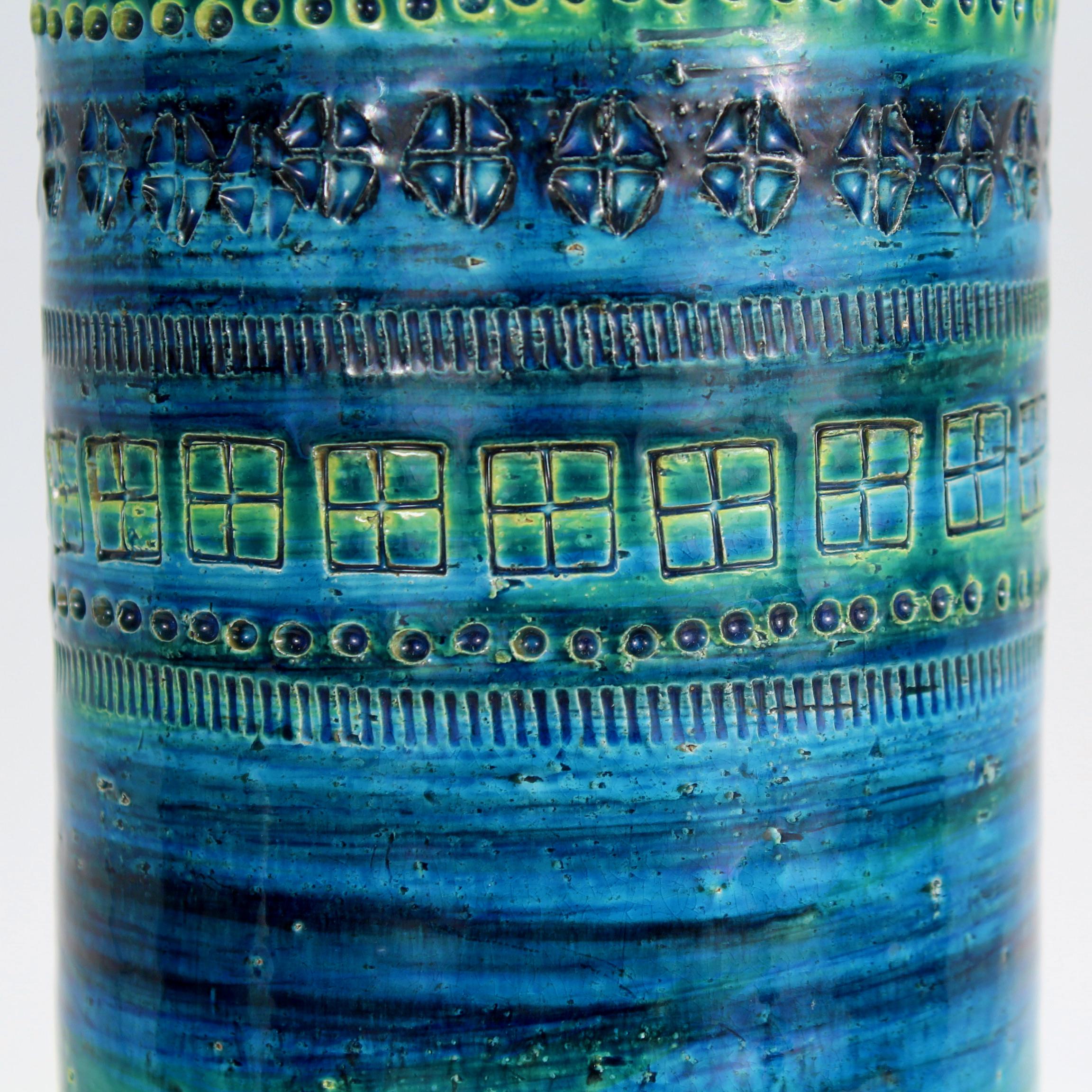 20ième siècle Aldo Londi Vase du milieu du siècle en poterie bleue de Bitossi pour Raymor en vente