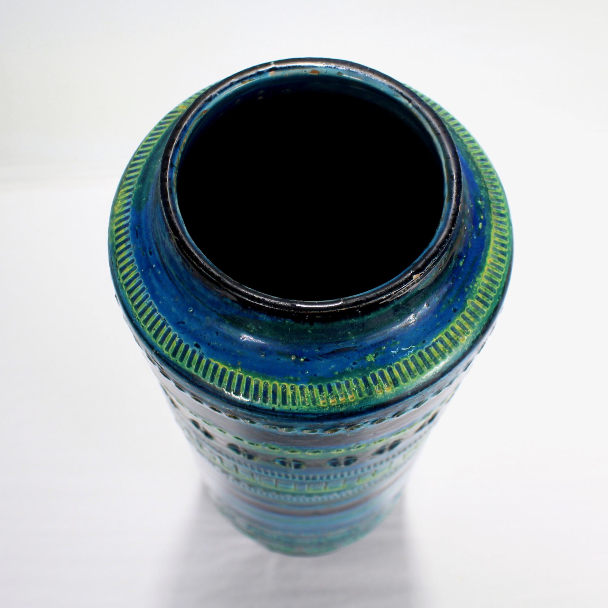 Aldo Londi Vase du milieu du siècle en poterie bleue de Bitossi pour Raymor en vente 2