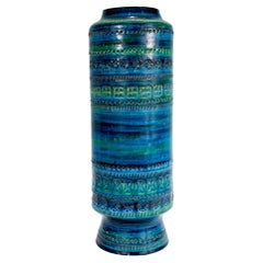 Antique Aldo Londi Mid-Century Bitossi Rimini Blue Pottery Vase for Raymor