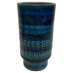 Vintage Aldo Londi Mid-Century Bitossi Rimini Blue Pottery Vase for Raymor