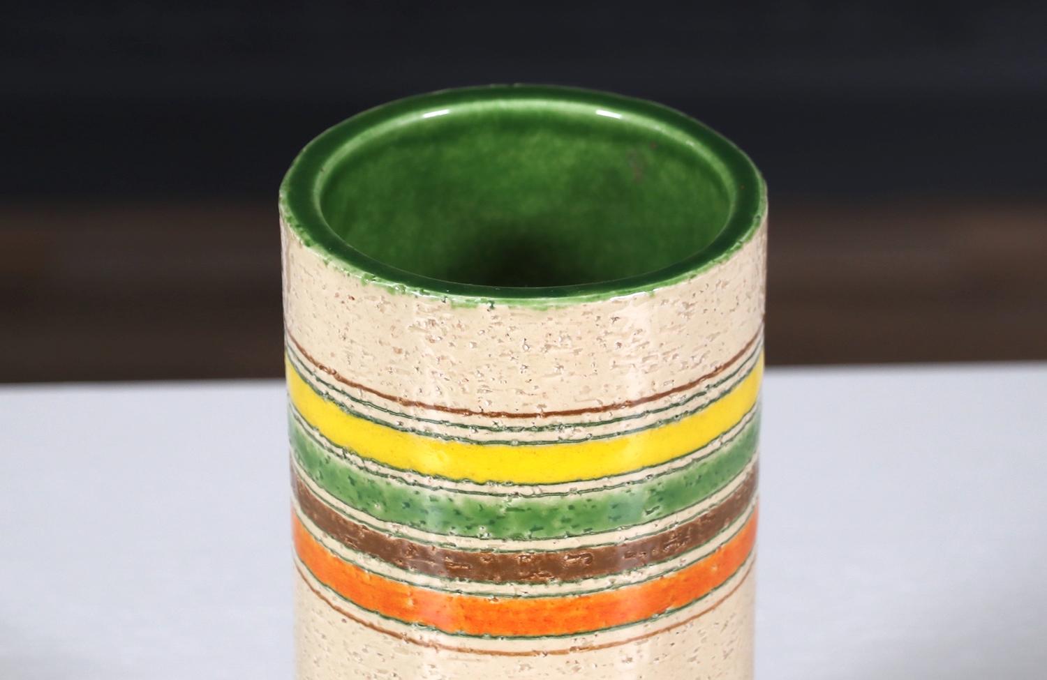 Smaltato Vaso in ceramica smaltata multicolore di Aldo Londi per Bitossi Studio in vendita