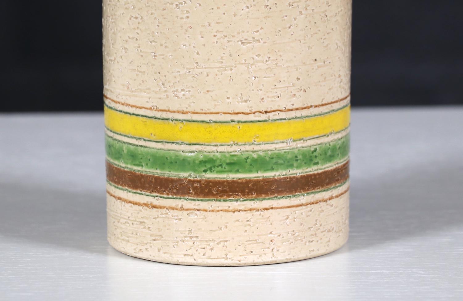Metà XX secolo Vaso in ceramica smaltata multicolore di Aldo Londi per Bitossi Studio in vendita