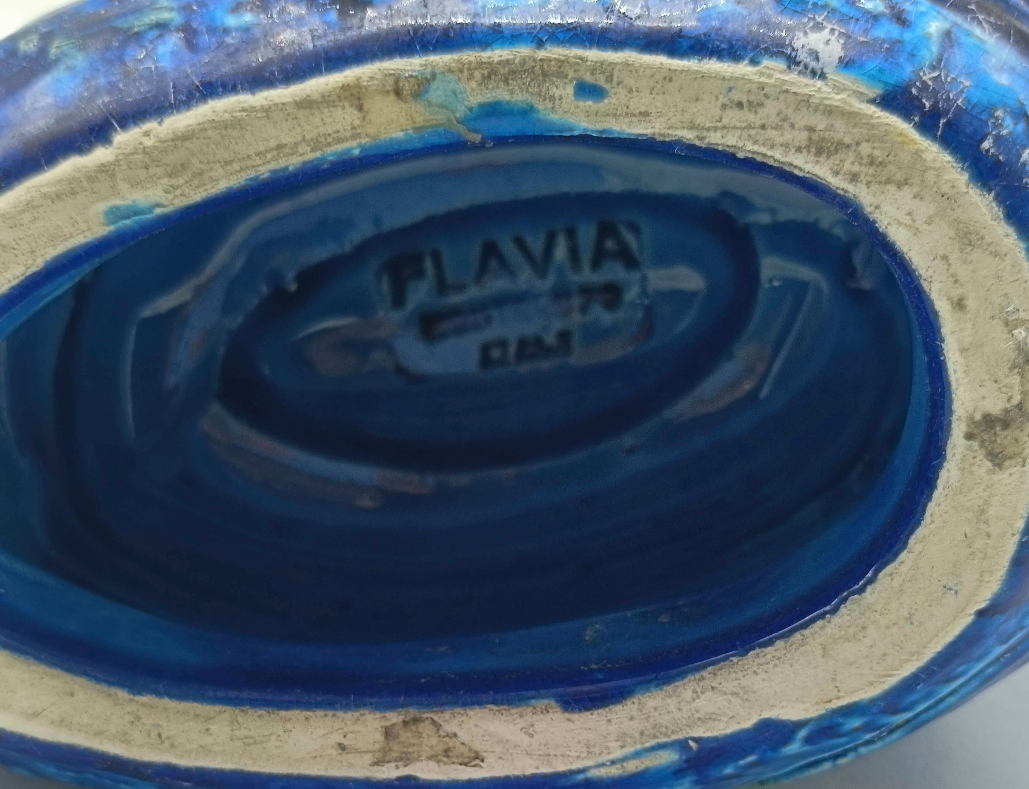 Aldo Londi para Flavia Montelupo Bitossi Pesce en cerámica azul, Italia años 70 Late 20th Century en venta