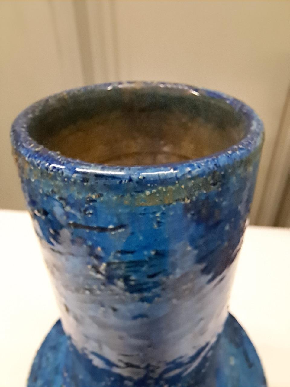 Italian Aldo Londi Pesce Vase, Rimini Blu Series, Fish Ceramic Vase for Bitossi, 1950`s