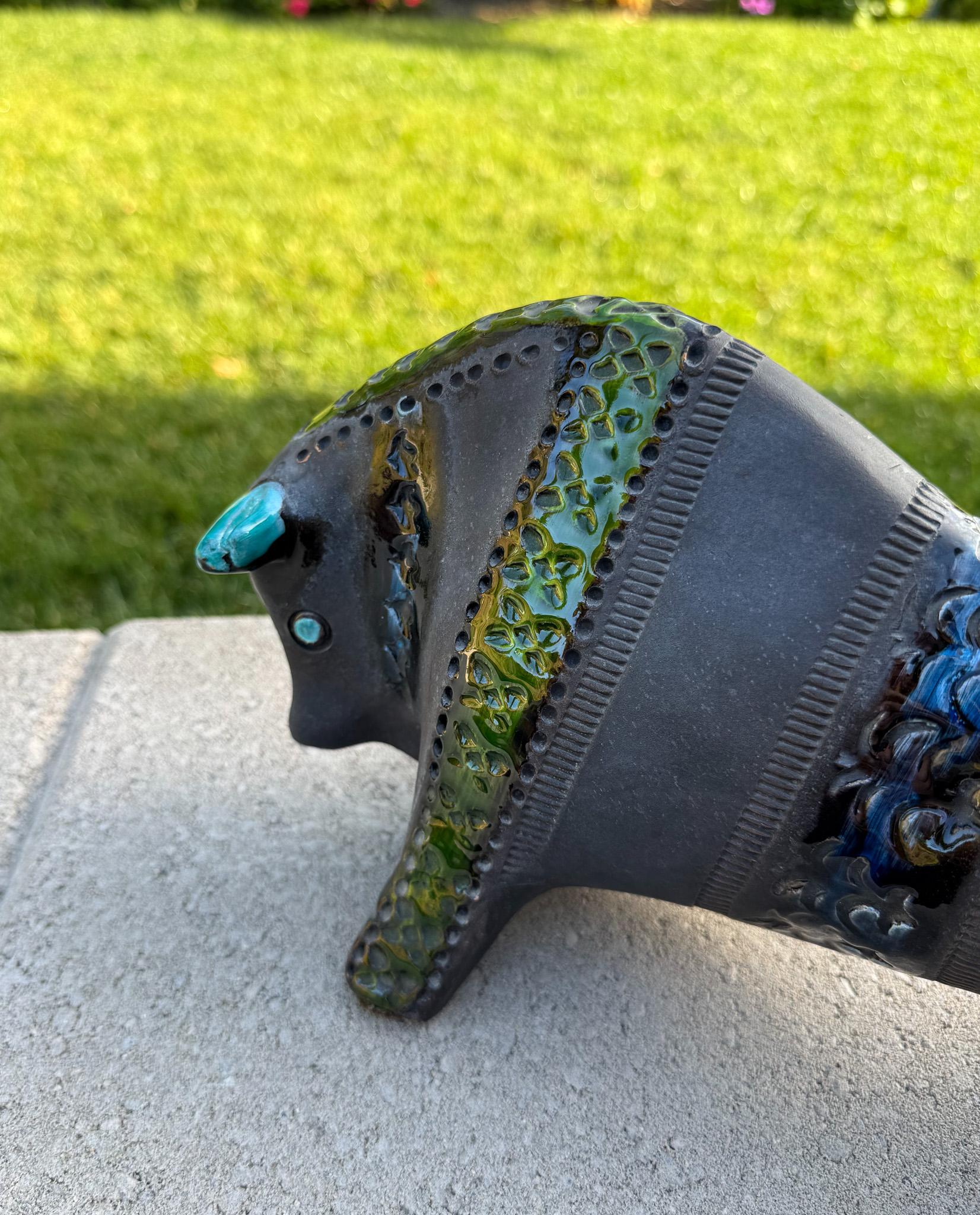 Raro toro de cerámica negra de Aldo Londi para Bitossi, Italia, c.1960 en venta 2