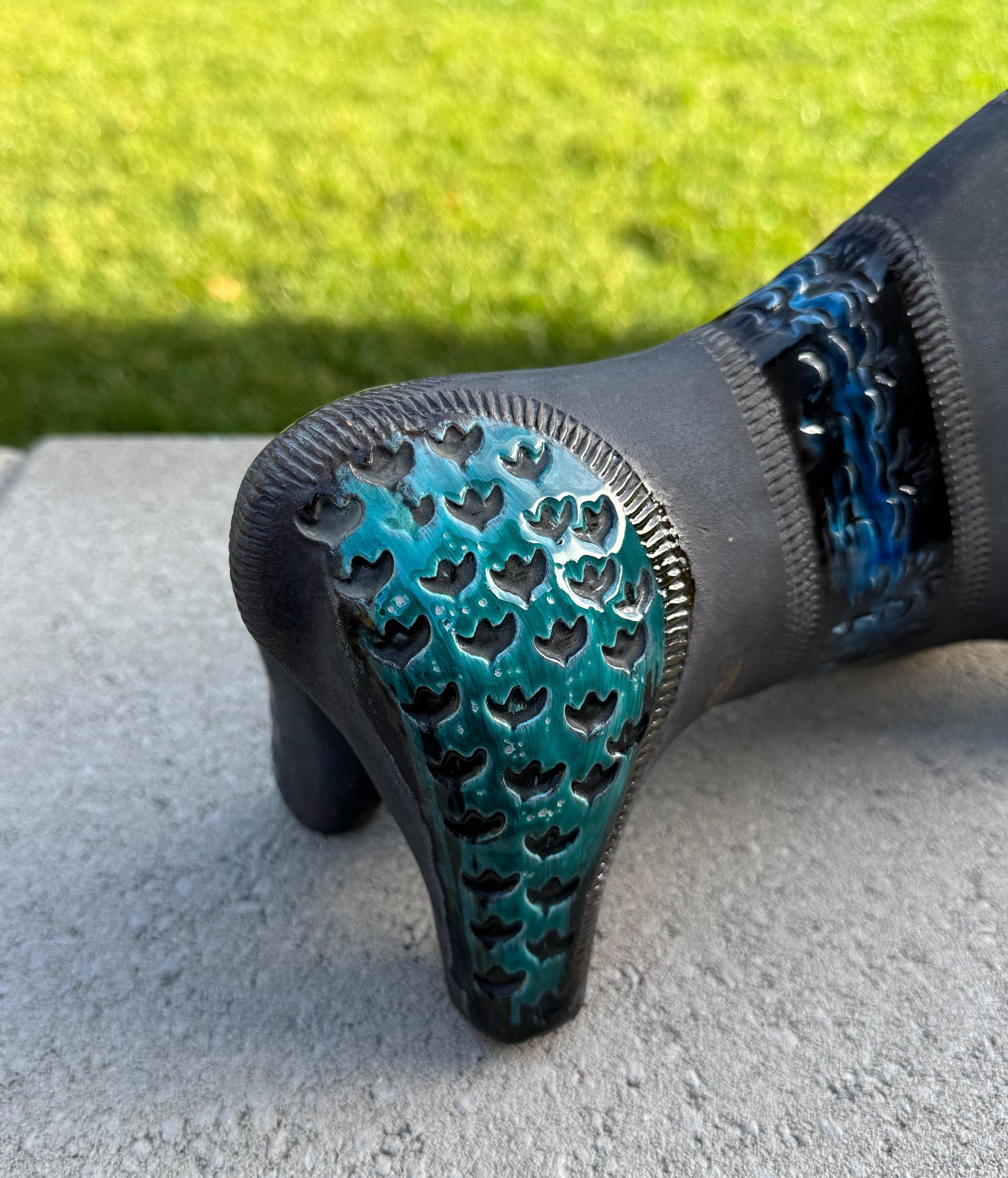 Raro toro de cerámica negra de Aldo Londi para Bitossi, Italia, c.1960 en venta 7