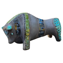 Aldo Londi Raro Toro in ceramica nera per Bitossi, Italia, c.C. 1960
