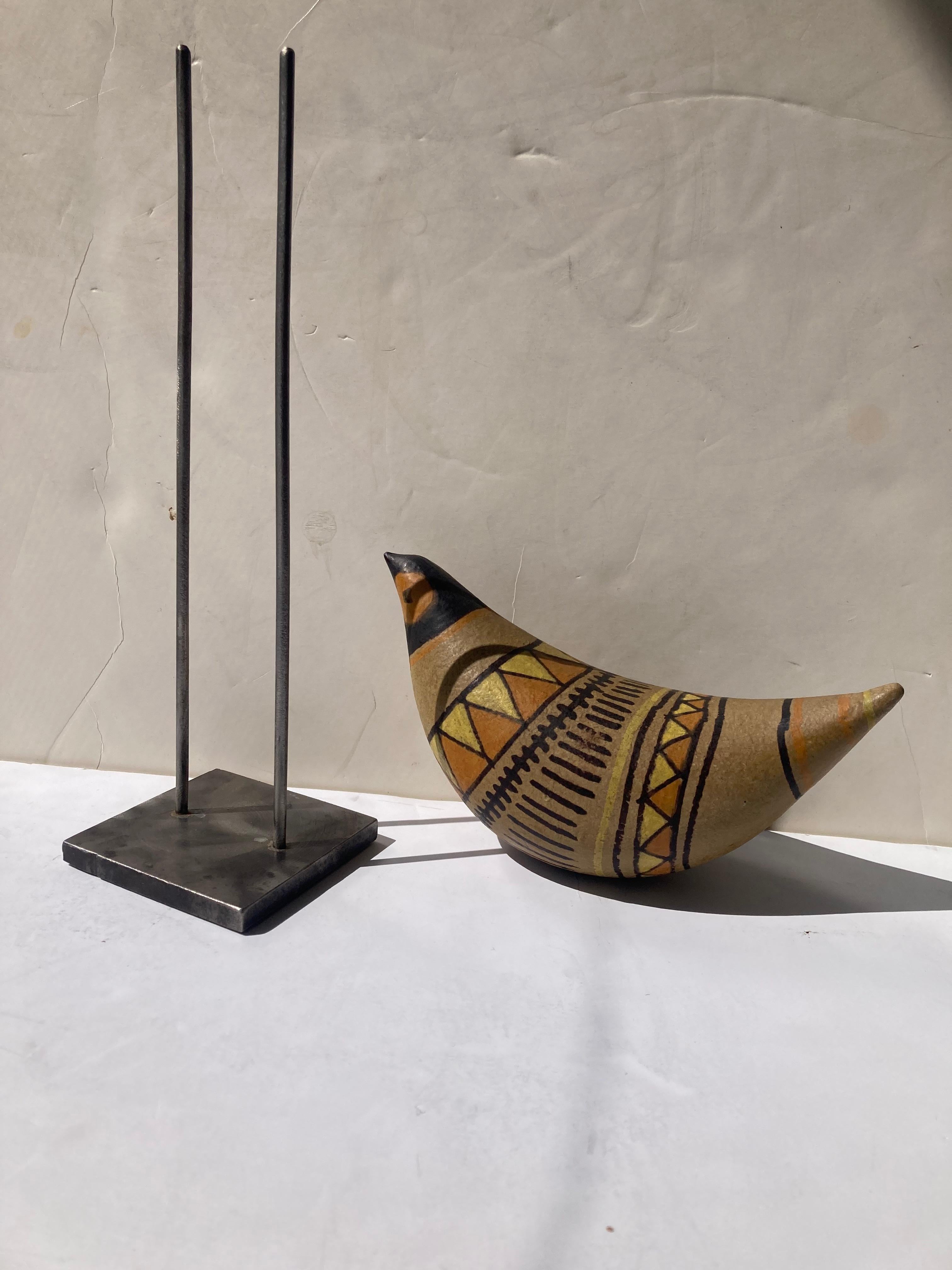 italien Aldo Londi  Rare sculpture d'oiseau en céramique/poterie ancienne d'un oiseau, pour Bitossi  en vente