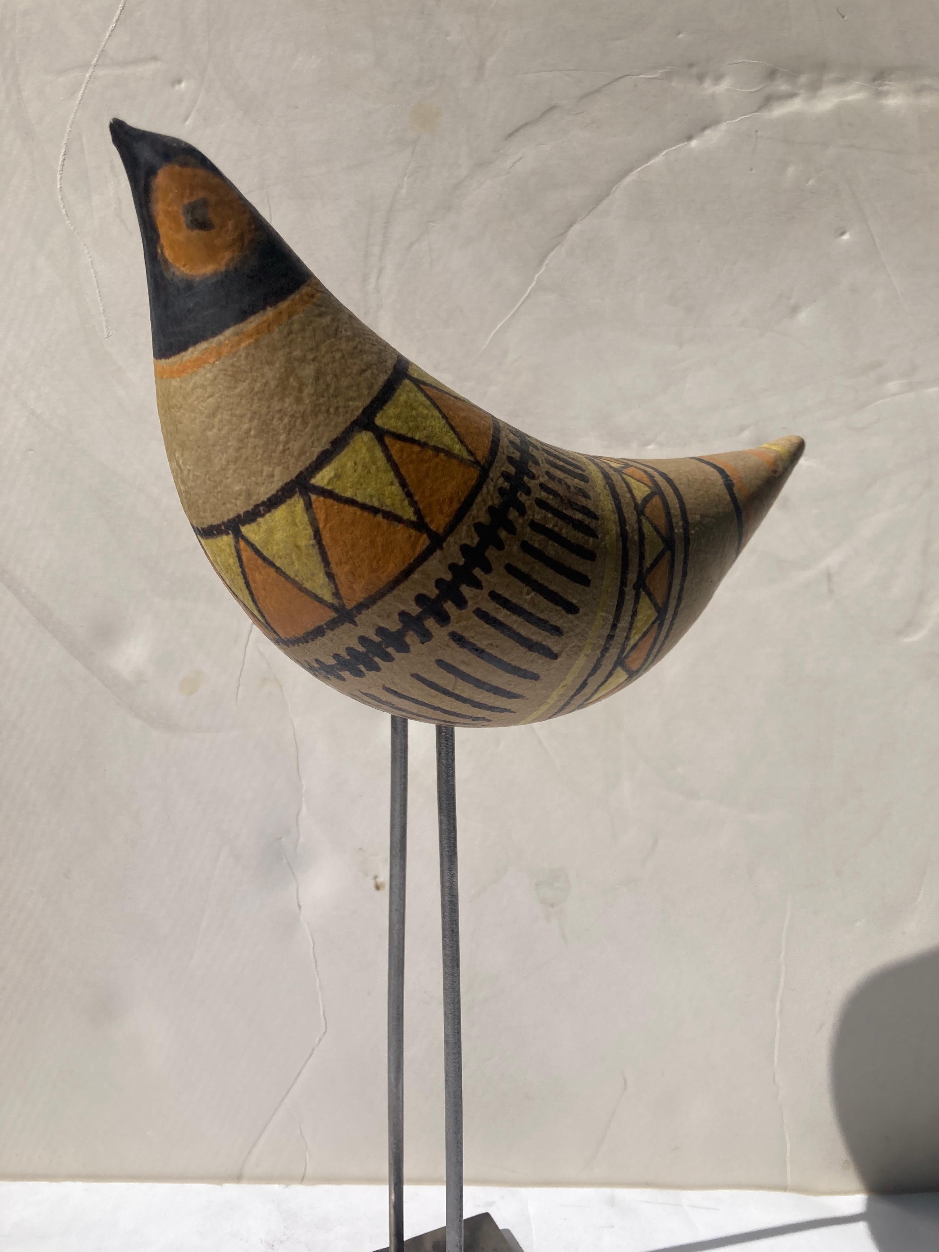 Céramique Aldo Londi  Rare sculpture d'oiseau en céramique/poterie ancienne d'un oiseau, pour Bitossi  en vente