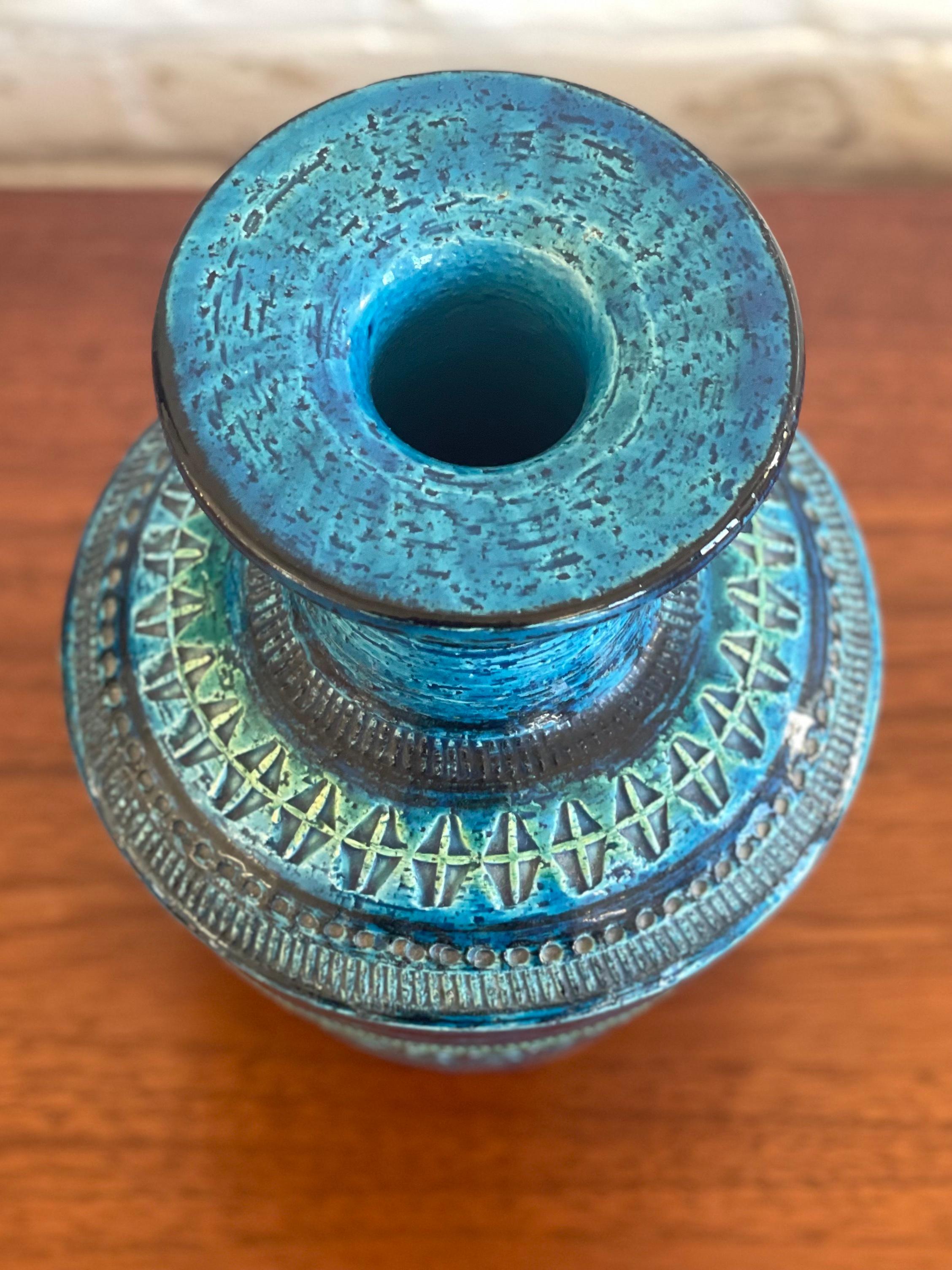 Glazed Aldo Londi 'Remini Blu' Vase for Bitossi For Sale