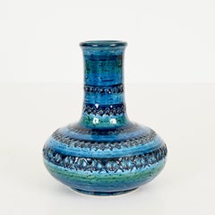 Aldo Londi Rimini Blue Decorative Ceramic Vase for Bitossi, Italy, 1960s