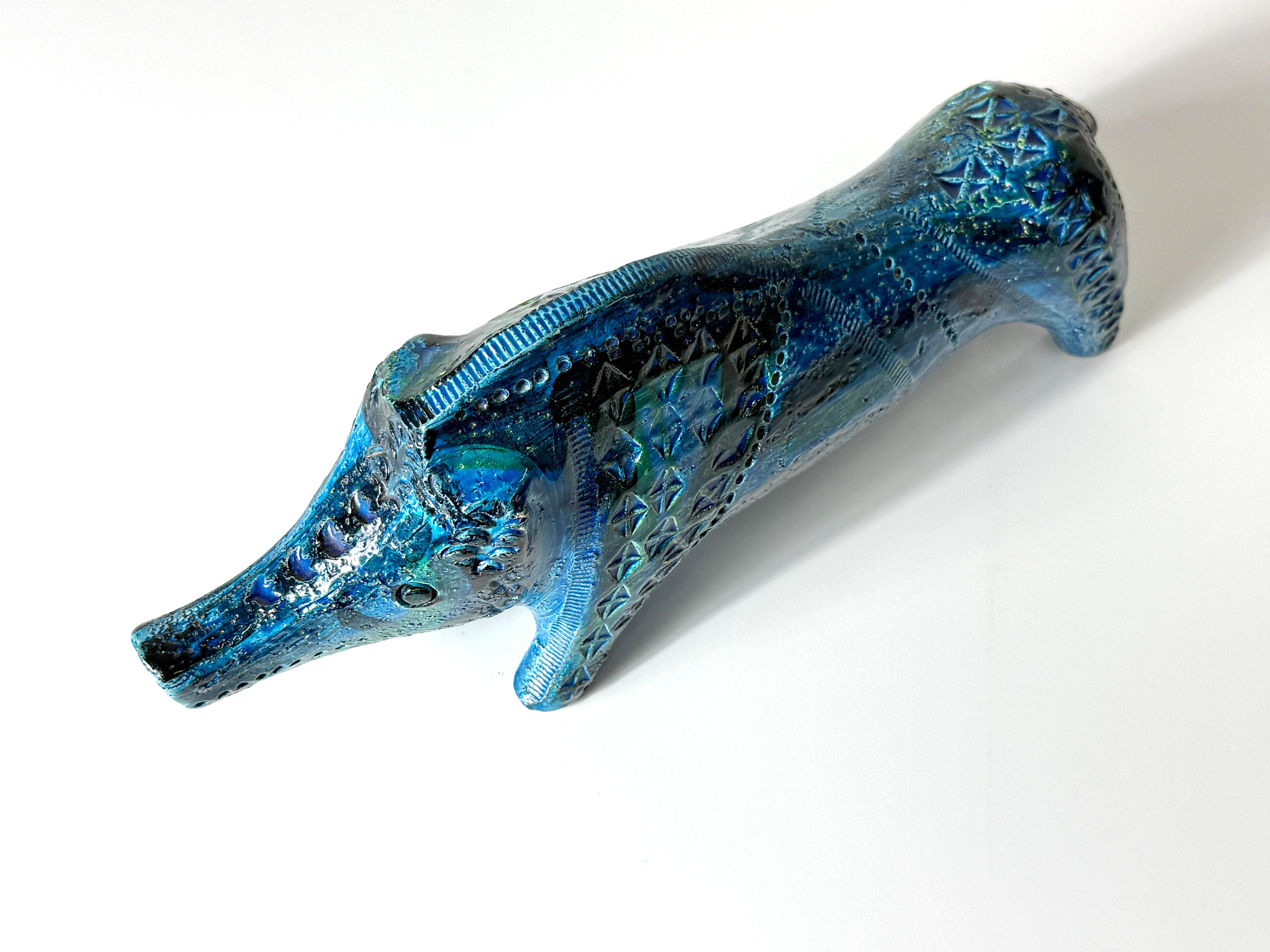 Aldo Londi Rimini Sculpture en céramique émaillée bleue représentant un sanglier pour Bitossi Italie années 1960 en vente 2