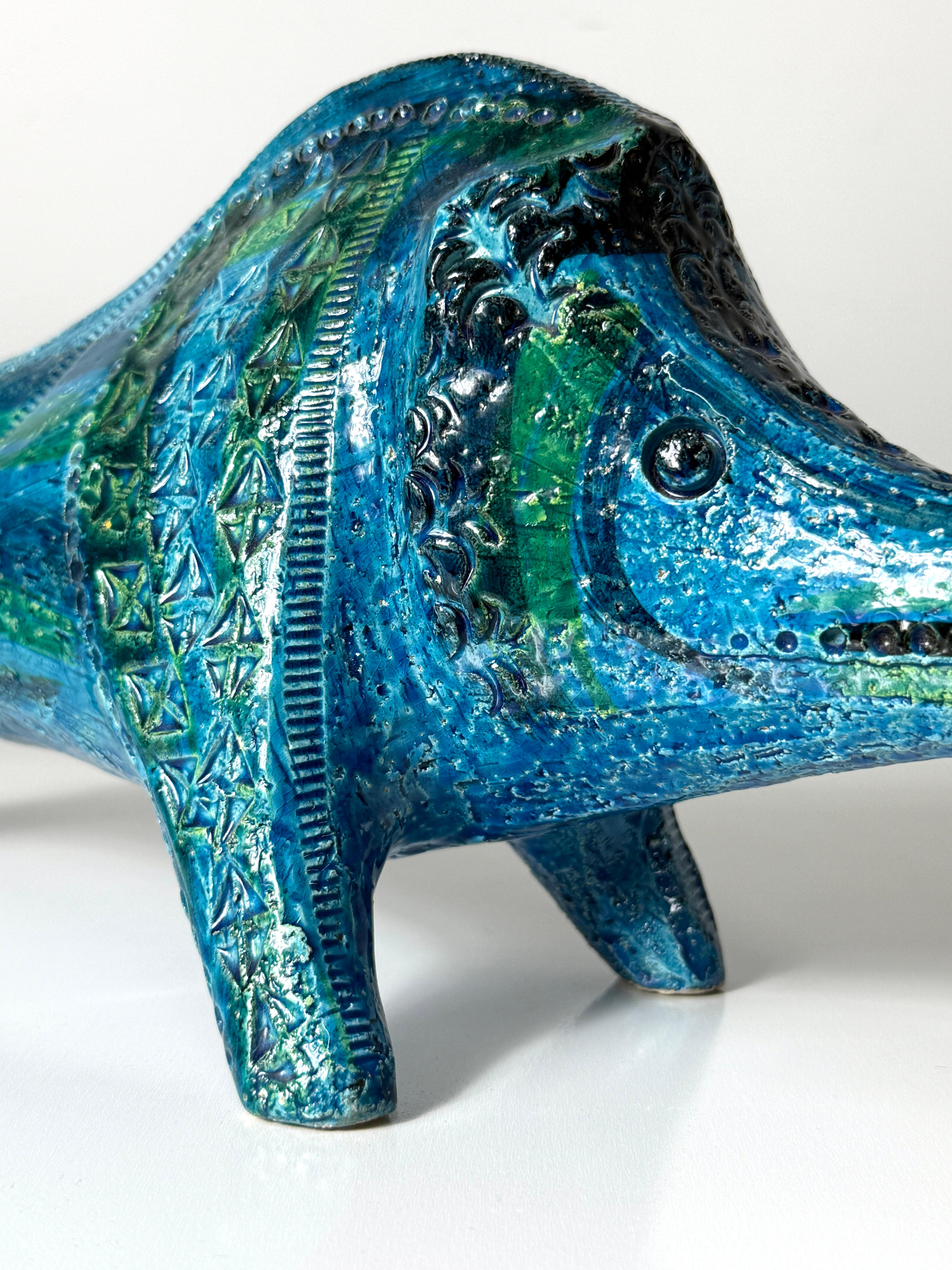 Aldo Londi Rimini Sculpture en céramique émaillée bleue représentant un sanglier pour Bitossi Italie années 1960 en vente 4