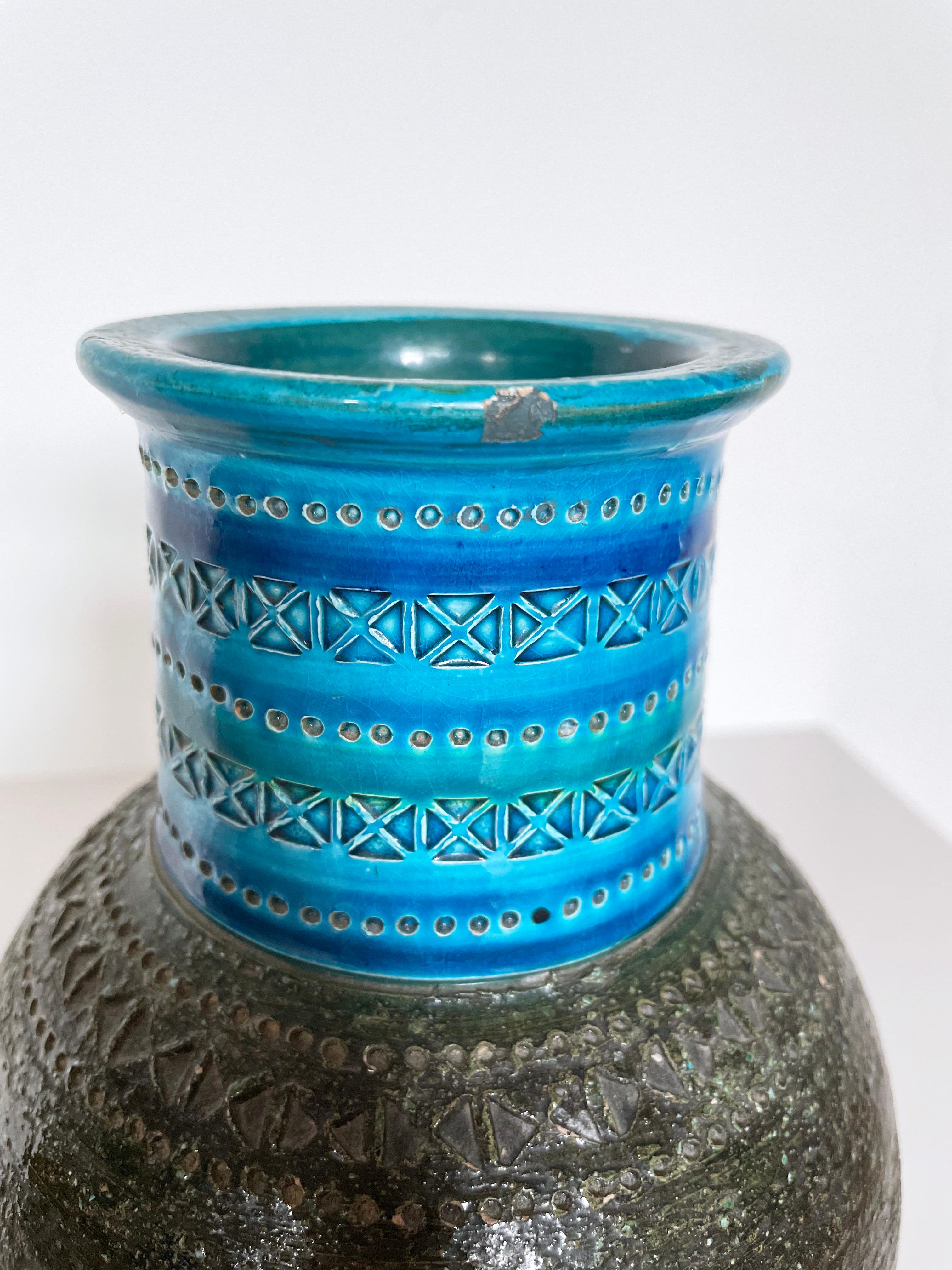 Aldo Londi Rimini Blue Vase for Bitossi, Italy For Sale 3