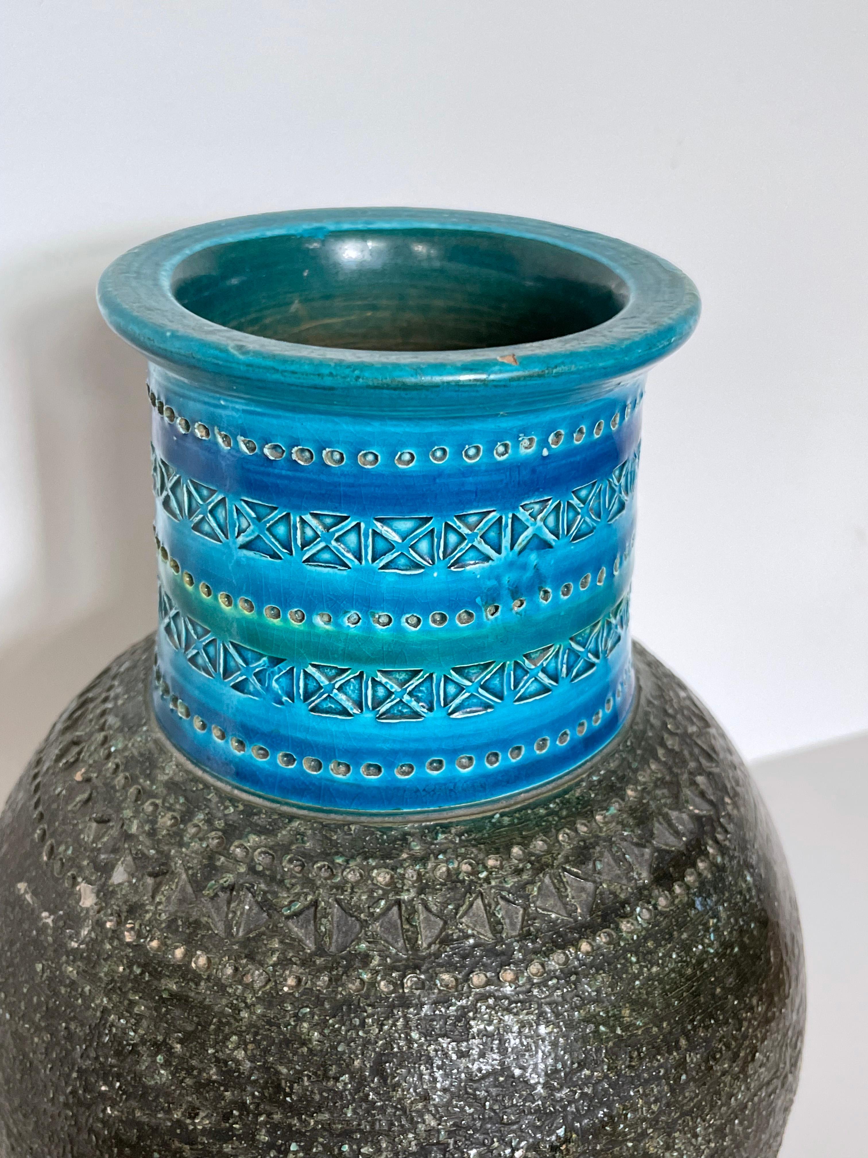 Ceramic Aldo Londi Rimini Blue Vase for Bitossi, Italy For Sale