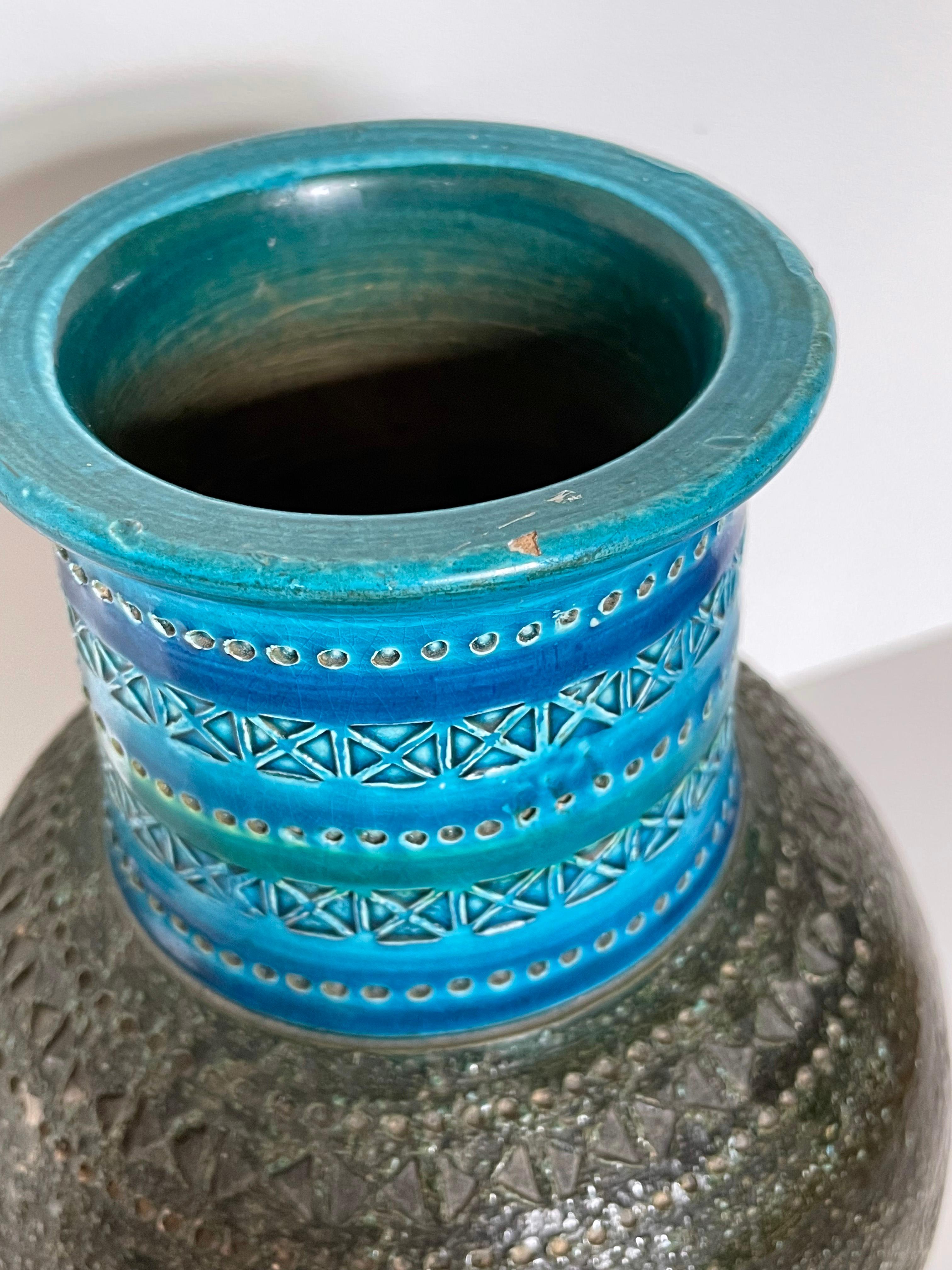 Aldo Londi Rimini Blue Vase for Bitossi, Italy For Sale 1