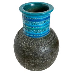 Aldo Londi Rimini Blue Vase for Bitossi, Italy