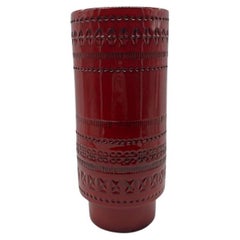 Aldo Londi Round Ceramic Vase, Red Glazed, Bitossi, Mid-20th Century