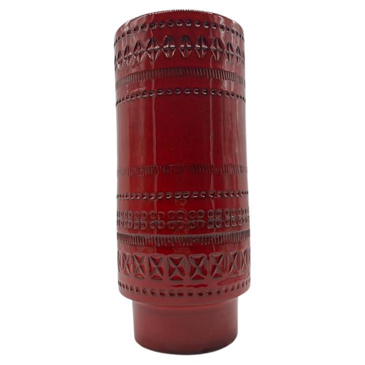 Vase rond en céramique émaillée rouge d'Aldo Londi, Bitossi, milieu du 20e siècle