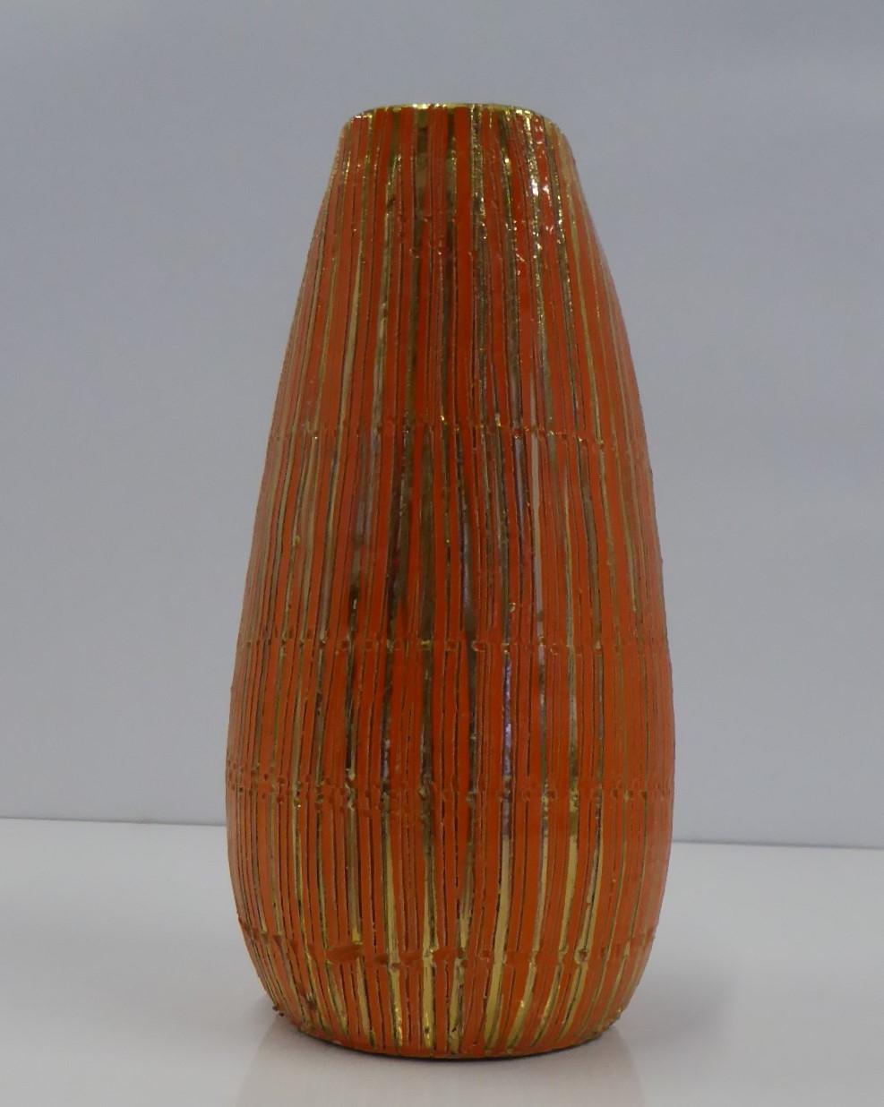 Mid-Century Modern Aldo Londi Seta Series for Bitossi Modern Sgraffito Ceramic Vase, Italy, 1950s For Sale