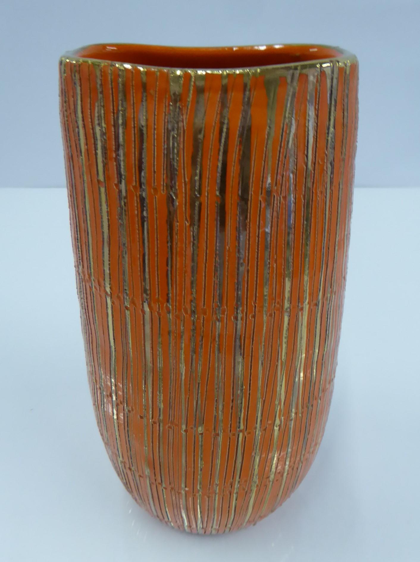 Mid-Century Modern Aldo Londi Seta Series for Bitossi Modern Sgraffito Ceramic Vase, Italy, 1950s For Sale