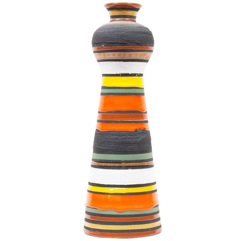Italian Aldo Londi Striped Ceramic Vase