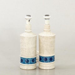 Aldo Londi Table Lamps Ceramic by Bitossi Italy 1960 Signed